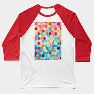 Patterned Honeycomb Patchwork in Jewel Colors Baseball T-Shirt